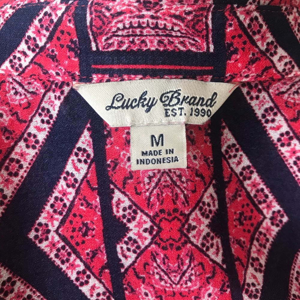Lucky brand bandana print tie front blouse. - Picture 6 of 7